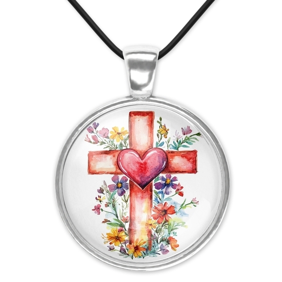 Heart and Cross Pendant Necklace - Picture 1 of 1